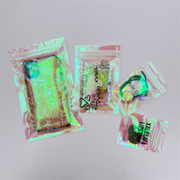 QUANTITÉ MINIMALE DE COMMANDE 100 pcs Logo Personnalisé En Plastique Holographique Zip Verrouillage Sacs Irisé Maquillage Sac Irisé Clair Cellophane Sac
