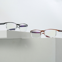 Lunettes de lecture anti-lumière bleue demi-cerclées rectangulaires, monture PC, verres PC, pour hommes et femmes, noir et marron