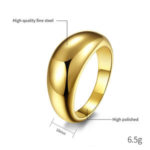 TG anello Plain in acciaio inox all'ingrosso 18K oro placcato PVD acciaio colore uomini e donne anello per matrimonio di fidanzamento - Product Image 2