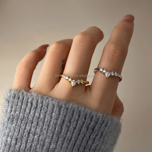 Bague simple et classique en pierres précieuses, plaquée or 18 carats, agate mousse, bagues de fiançailles et de mariage pour femmes - Product Image 4