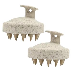 Environmentally Friendly Disposable Round Handle Wheat Straw TPR Waterproof Shampoo Brush for Hair <b>Scalp</b> <b>Massage</b> - Product Image 1