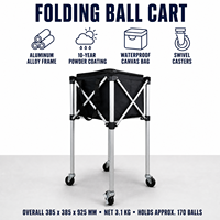 Chariot de transport pliable en alliage d'aluminium inoxydable pour ballons de volley-ball, de basketball, de football, de paddle-tennis et de tennis, avec sac de transport et roues