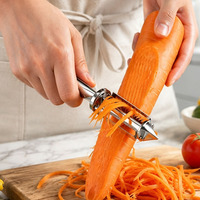 Zinken legering dubbelbladige schilmes met gekarteld recht mes, multifunctionele groente- en fruitschiller met oogverwijderaar voor de keuken