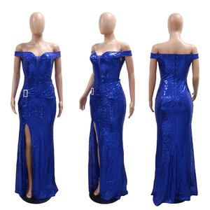 เดรสเซ็กซี่เปิดไหล่ข้างเดียว แต่งเลื่อม ผ่าสูง สำหรับผู้หญิง แฟชั่นสุดฮิต ลดราคา - Product Image 6