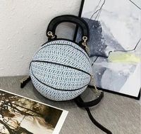 Sac à main de basket-ball personnalisé, grand et petit, en forme de ballon de basket, avec paillettes, chaîne ronde, sacs à main de basket-ball pour femmes