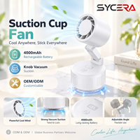 Mini ventilateur pliable portable pour bureau, rechargeable 4000 mAh, fixation par ventouse, fonction de refroidissement, service personnalisé OEM/ODM