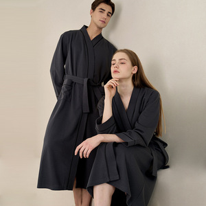 Factory Wholesale Summer Unisex Adult Waffle Bathrobe Men Soft Quick <strong>Dry</strong> Spa Bathrobe Solid Gown <strong>Women</strong> Waffle <strong>Robes</strong> - Product Image 1