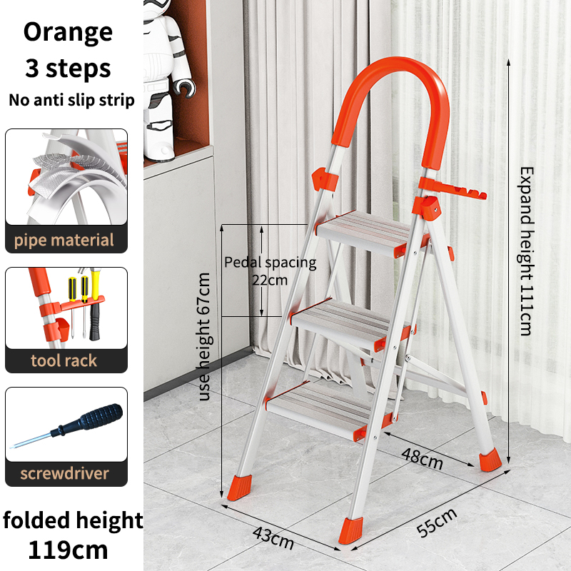 Marchepied orange à 3 niveaux sans bande antidérapante