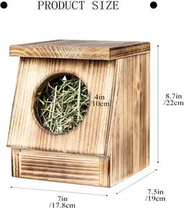 Alimentador de hierba de conejo personalizado chinchillas de madera estante de heno procesamiento alimentador multifuncional hámster alimentador de madera - Product Image 4