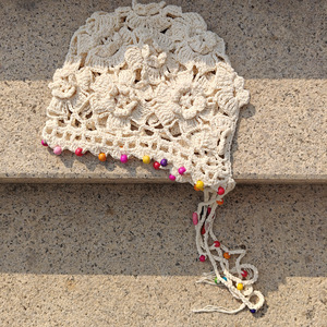 Vintage évidé gland pull chapeau tressé chapeau femmes bohême coloré perlé pendentif <span class=keywords><strong>crochet</strong></span> chapeau - Product Image 3