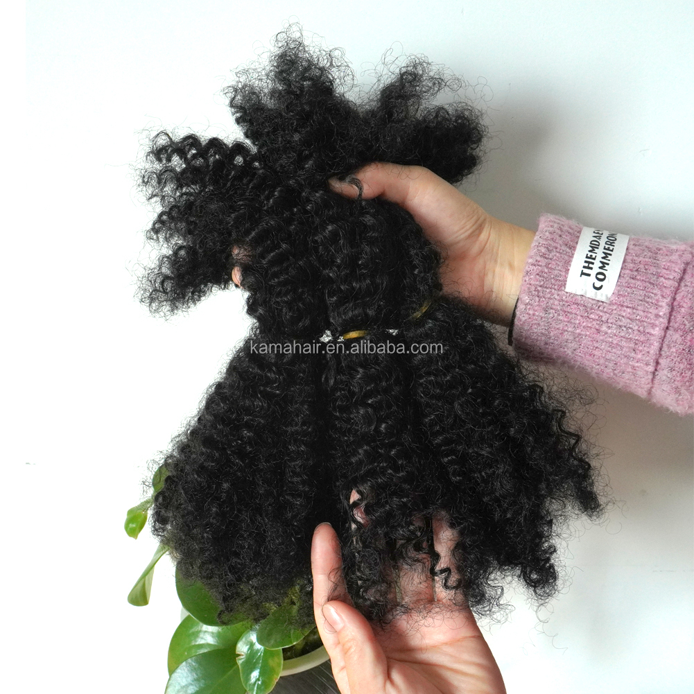 KAMA Wholesale 4A 4B 4C Kinky Curl Mixed Human and Synthetic Hair Bulk Bundle for Braiding and Twisting Detail Section 7