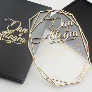 2021个性化创意塑料婚礼请柬清晰几何亚克力婚礼邀请卡 - Product Image 3