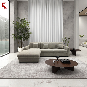 เตียงโซฟาผ้าเข้ามุมรูปตัว L สีขาวสำหรับการรับ/นอน/เก็บของ - Product Image 3