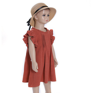 Vêtements pour enfants en lin respirant à manches bouffantes RTS, robe pour filles de 2 à 6 ans, prête à être expédiée - Product Image 4