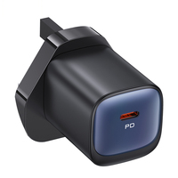 USAMS CC250 GaN 20W, adaptor pengisi daya ponsel Tipe C Usb cepat colokan EU PD 20W GaN untuk Samsung untuk Apple