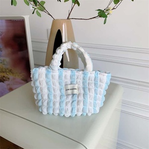 Bolso Tote de Ganchillo Rosa, Color Sólido, Cierre de Cremallera, Moda para Uso Diario, Todas las Temporadas, Bolso de Mano para Mujer - Product Image 2