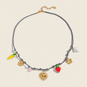 Collier en verre soufflé à la main avec coquillages naturels pour femme, en acier inoxydable plaqué or 18 carats PVD, style vacances océaniques, pour le quotidien et les voyages d'été - Product Image 1