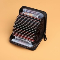 Nouveau porte-cartes ultra-fin en PU pour femme, plusieurs emplacements, grande capacité, protection anti-démagnétisation, fermeture éclair