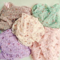 Tissu en maille jacquard de prune, polyester élasthanne respirant, imprimé motif ours mignon et petites fleurs, en tulle textile