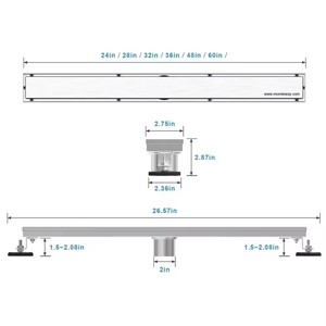 Drain de sol linéaire long anti-insectes et anti-odeurs en acier inoxydable rectangulaire pour salle de bain et douche, vente chaude - Product Image 3