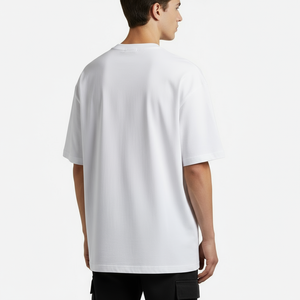 Camiseta Oversize de Algodón 100% para Hombre, Hombro Caído, Tallas Grandes, Estilo Urbano, Blanca Lisa - Product Image 3