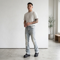 Pantalon en jean vintage rétro déchiré à queue de chat, démonté et assemblé, taille mi-haute, coupe ample, extensible, micro-à volants, jambe large, pour l'hiver