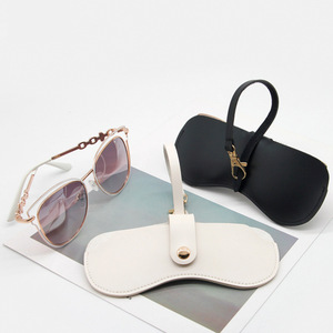 Korean style minimalist leather eyeglass case, portable sunglasses holder, storage bag for <b>reading</b> <b>glasses</b> and prescription - Product Image 2