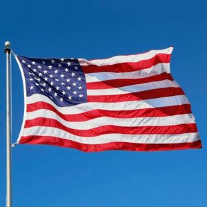 Drapeau <span class=keywords><strong>américain</strong></span> imprimé en soie, Logo personnalisé, bannière volante extérieure en Polyester 100D Durable avec œillets, livraison rapide - Product Image 2