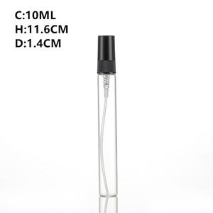 10ml clair Mini atomiseur brouillard flacon cylindre bouteille de <span class=keywords><strong>parfum</strong></span> en verre avec bouchon noir et sertissage cou pompe pulvérisateur vide échantillon vaporisateur - Product Image 4