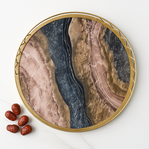 Plateau à motif <span class=keywords><strong>de</strong></span> marbre durable pour usage domestique Assiette <span class=keywords><strong>de</strong></span> fruits secs pour collations simples Petite <span class=keywords><strong>table</strong></span> à thé sèche <span class=keywords><strong>Table</strong></span> basse <span class=keywords><strong>de</strong></span> rangement <span class=keywords><strong>de</strong></span> bureau - Product Image 3