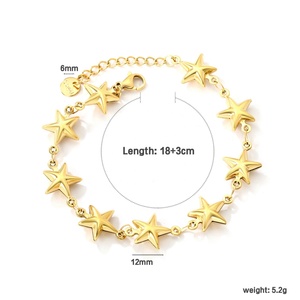 Factory Wholesale Stainless Steel Waterproof Chunky Star <b>Bracelet</b> 18K PVD Gold Plated <b>Charm</b> Trendy Jewelry <b>Bracelet</b> for Women - Product Image 2