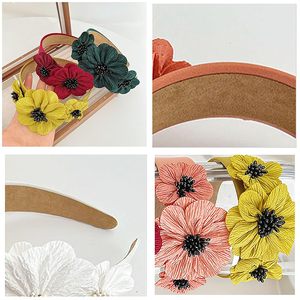 Accessoires de cheveux élégants vintage de style coréen pour femmes-vente en gros exagéré côté perle fleur large bandeau - Product Image 5