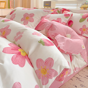 Sang Trọng Hoa In Bộ Đồ Giường Bộ 100% Polyester Bốn Mảnh Duvet Cover <span class=keywords><strong>Set</strong></span> - Product Image 2