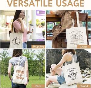 Sac fourre-tout en toile recyclée écologique, coutures personnalisées pour les événements d'entreprise, les salons professionnels, les cadeaux promotionnels, l'usage quotidien, l'école - Product Image 4