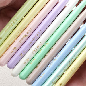 Profesional 1/9 Uds. Juego de pinceles para decoración de uñas de Color Macaron, delineador de arte corto, pluma de pintura de detalle, herramientas planas de madera para uñas de pelo de nailon - Product Image 4