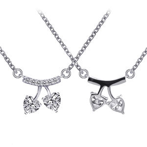 Tianyu Cherry Heart Pendant <b>Necklace</b> Silver gold plated <b>Moissanite</b> Heart Jewelry Exquisite Women's <b>Necklace</b> - Product Image 2
