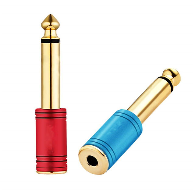 6.35 Connector 6.35 to 3.5 Audio Plug Connector Male 6.35mm to Female 3.5mm Adaptor with Gold Plated