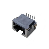 Connecteur Ethernet RJ45 modulaire blindé 8P8C à port unique, montage vertical sur circuit imprimé, contacts en bronze phosphoreux, aimants LED