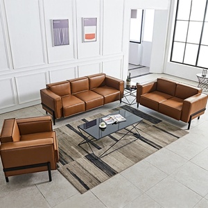 Juego de Sofás Seccionales de 3 Plazas para Oficina, Muebles Comerciales de Lujo, Diseño Moderno, Cuero, Fábrica de Guangzhou - Product Image 2