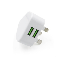 3 pin Dual USB UK Mains Wall Plug 5V 2A 1A 2 Port USB AC Wall Charger Travel Adapter UK Plug For iphone IPAD Samsung