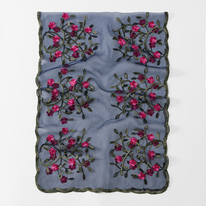 Women Fashion Nylon Embroidery Long Scarf Breathable Lightweight Versatile Comfort <b>Shawl</b> Head <b>Wrap</b> - Product Image 3