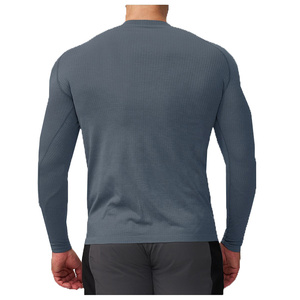 Camiseta Deportiva de Manga Larga para Hombre, Ajustada, de Poliéster/Nailon, para Fitness y Moldeamiento Corporal, Servicio OEM Personalizado - Product Image 2