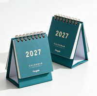 Kalender Meja Mini Warna Morandi Kustom dengan Jam, Kertas Seni, untuk Pajangan Kantor
