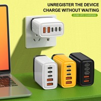 Chargeur Multiports HYTO 240W 2 USB + 3 Type-C avec Lumière, Tête de Charge Rapide GaN pour Téléphone, Adaptateur Compatible iPhone 16 15 Pro Xiaomi