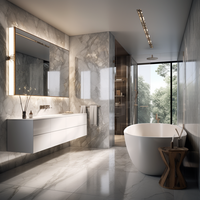 Meuble de salle de bain flottant à montage mural étanche pour hôtel de luxe Meuble de salle de bain design moderne avec lumière et lavabo
