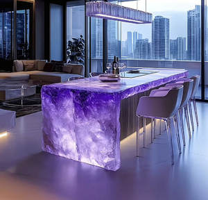 Comptoir d'accueil contemporain haut de gamme R070 en cristal écologique sur mesure – Mobilier de hall premium pour projets commerciaux - Product Image 2