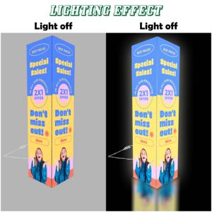 Expositor de pie personalizado, reutilizable, portátil, de tela tensada, tipo torre, con retroiluminación de aluminio, para publicidad en ferias comerciales, con caja de luz LED. - Product Image 3