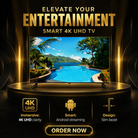 Téléviseur intelligent Android 65 pouces 4K UHD LED avec WiFi, Bluetooth, HDMI, USB