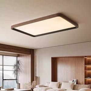 Lámpara de techo rectangular de madera de nogal negro LED 220V de montaje en superficie para sala de estar y dormitorio - Product Image 1