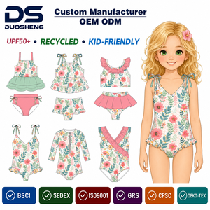 <span class=keywords><strong>Maillot</strong></span> <span class=keywords><strong>de</strong></span> <span class=keywords><strong>bain</strong></span> une pièce pour filles personnalisé UPF50+ à imprimé floral avec bretelles à nouer et ourlet à volants, <span class=keywords><strong>maillot</strong></span> <span class=keywords><strong>de</strong></span> <span class=keywords><strong>bain</strong></span> pour enfants à séchage rapide, vêtements <span class=keywords><strong>de</strong></span> plage pour enfants - Product Image 1